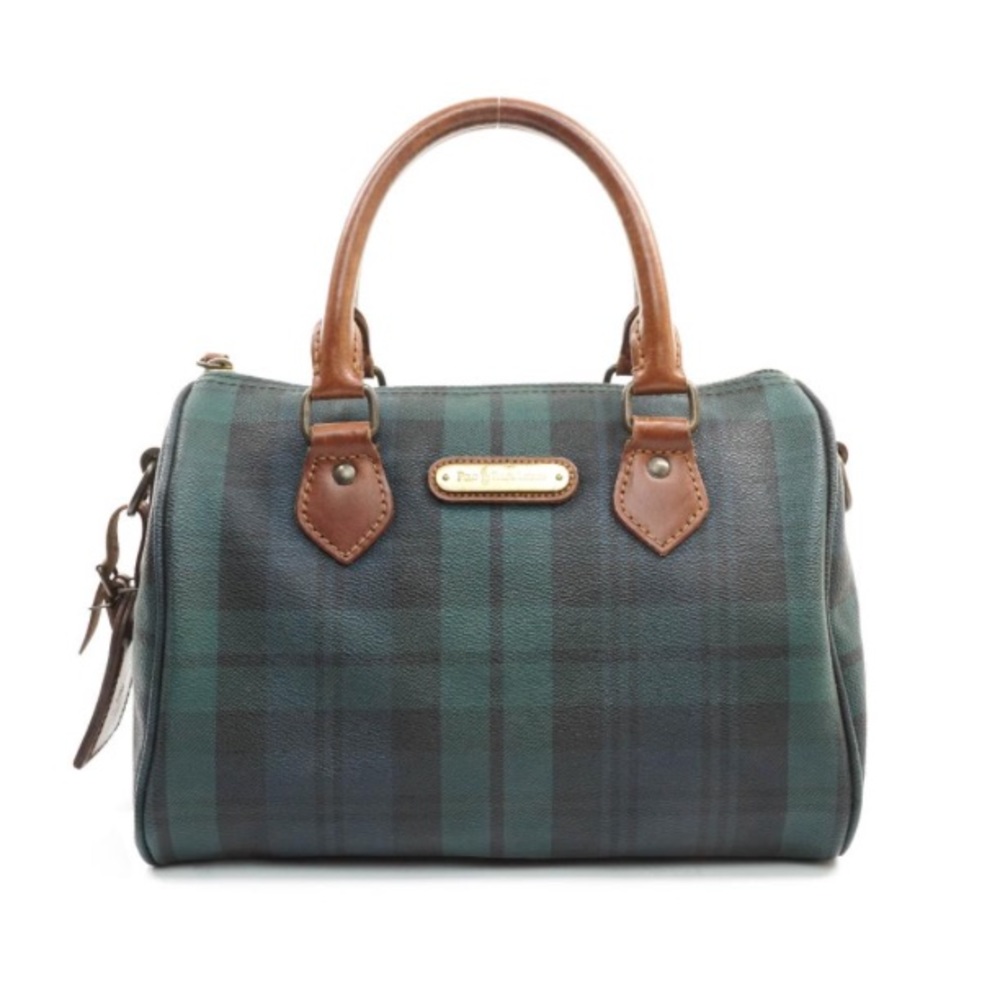 polo ralph lauren vintage blue tartan plaid & leather doctors